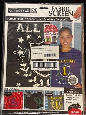 Next Style FX Fabric Screen “All Star” Sports Design – Reusable Screen Print Kit